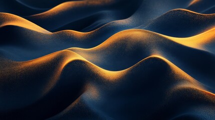 Obraz premium Illuminated undulating surfaces with a golden gradient across their peaks