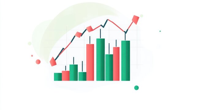 Abstract financial data graph, increasing and decreasing trends. Possible use in financial articles or marketing materials