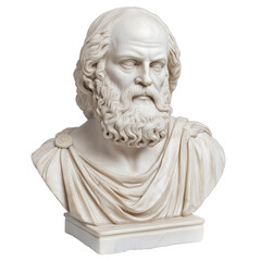 Obraz premium Marble bust of Greek philosopher isolated on transparent white background