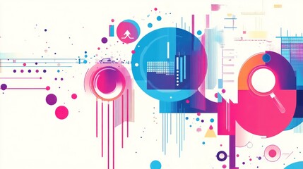 Obraz premium Abstract shapes, vibrant colors, city concept, digital art, background image, graphic design