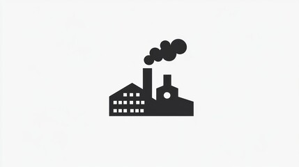 Obraz premium Simple factory silhouette on white background. Possible use Industrial vector illustration