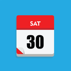Fototapeta premium calender icon, 30 saturday icon with blue background