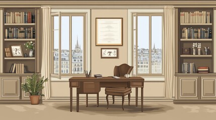 Fototapeta premium Parisian Study Room Interior