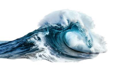 Water wave splashing isolated on white