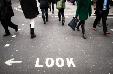 London crosswalk London wiht look sign on pavement