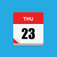 calender icon, 23 thursday icon with blue background