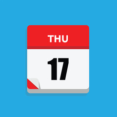 calender icon, 17 thursday icon with blue background