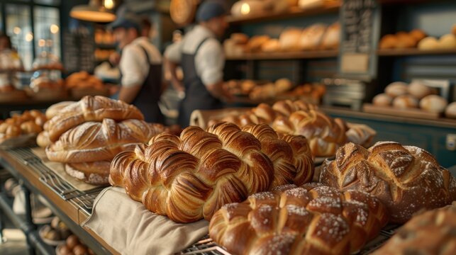 Bakery display case filled with a variety of French pastries