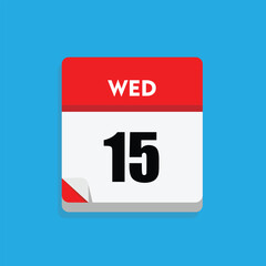 calender icon, 15 wednesday icon with blue background