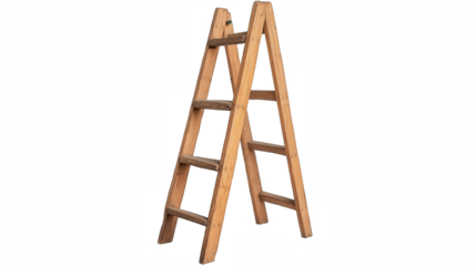 a wooden ladder stands alone, a symbol of aspiration and progress, ready to ascend to new heights