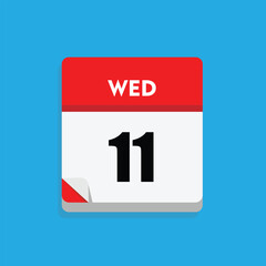 calender icon, 11 wednesday icon with blue background