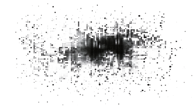 White digital pixel squares art isolated on white