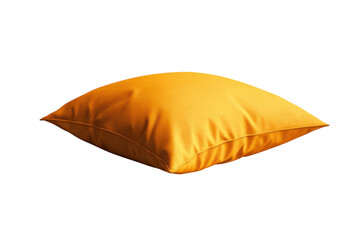 A vibrant orange pillow resting on a serene white background inviting comfort and relaxation isolated on transparent background