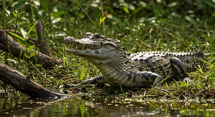 Fototapeta premium Wetland Predator The Caiman in its Natural Habitat