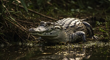 Fototapeta premium Wetland Predator The Caiman in its Natural Habitat