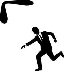 大きなブーメランを投げる男性ビジネスマン