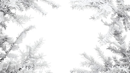 White hanging icicles frame border isolated on white