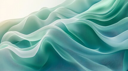 Fototapeta premium Abstract illustration of flowing ethereal fabric in shades of blue green