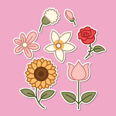 Beautiful simple flowers design. floral plant and nature element natural