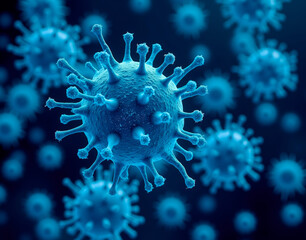 Superbug bacteria resisting antibiotic treatment. A visual representation of a resilient bacterial strain surrounded by ineffective medicine molecules.
