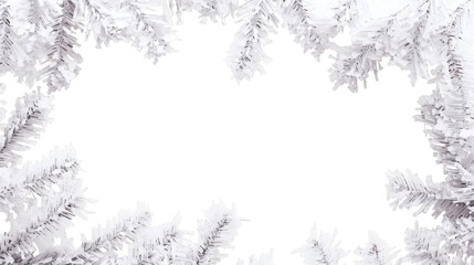 White hanging icicles frame border isolated on white