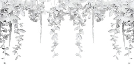 Obraz premium White hanging icicles frame border isolated on white