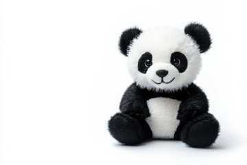 Cute panda teddy bear plush toy sitting isolated on Transparent Background