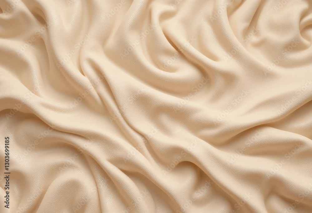Poster creamy beige fabric. graceful draping shows soft texture. fluid curves create a harmonious feel. per