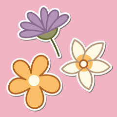 Beautiful simple flowers design. floral plant and nature element natural