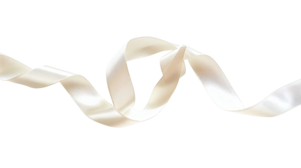 White ribbon string isolated on white background