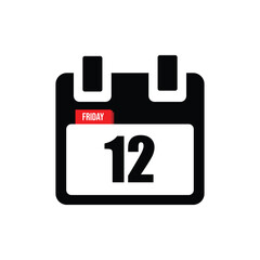 calender icon, 12 friday icon with white background
