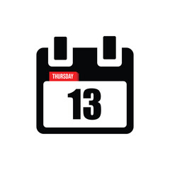 calender icon, 13 thursday icon with white background