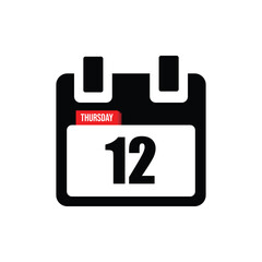 calender icon, 12 thursday icon with white background