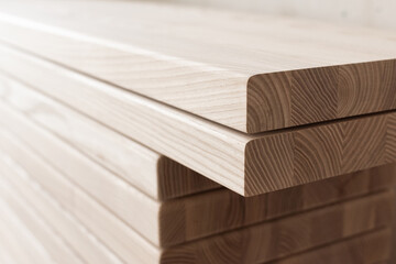 The ends and edges of the polished ash bars