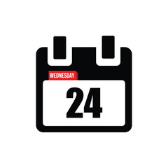 calender icon, 24 wednesday icon with white background