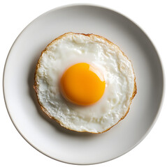 High-Resolution Top-Down View Photograph of a Sunnyside Up Egg on a Plate - PNG