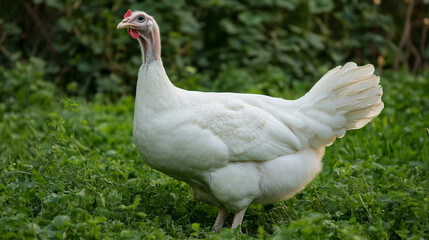 Fototapeta premium A portrait of a large domestic white turkey.