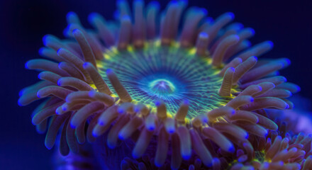 Macro Underwater Close-Up of Colorful Coral and Anemone Showcasing Marine Biodiversity on Tropical Reef
