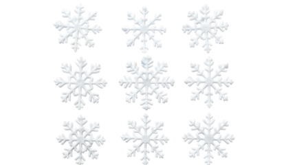 White snowflakes border frame isolated on white