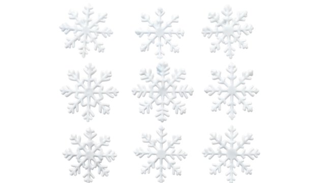 White snowflakes border frame isolated on white