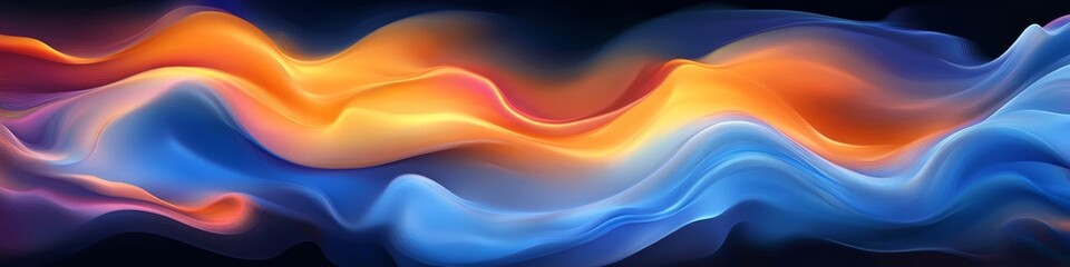 Obraz premium Vivid Blue And Orange Abstract Waves On Dark Background, High Resolution Vector, Swirling Design