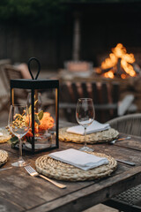 Lantern Light on Dinner Table