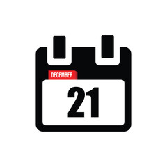 calender icon, 21 december icon with white background
