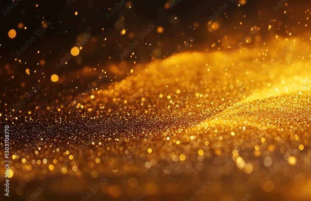 Poster glimmering gold particle effect with soft glow creating a dreamy background for creative projects an