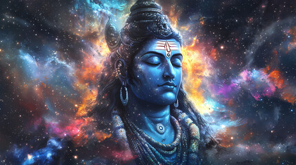 Hindu god shiva. Transcendence - Space. Illustration