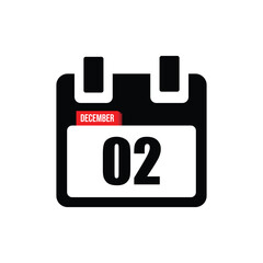 calender icon, 02 december icon with white background