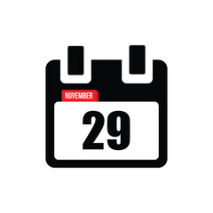 new calendar, calendar isolated on white, desktop calendar, 29 november icon with white background