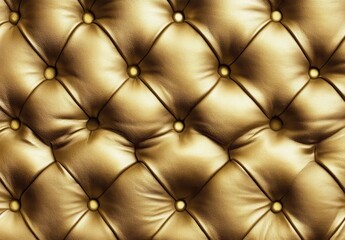 Luxurious golden tufted leather background with shiny texture for elegant design, fashion, and interior decoration projects showcasing premium materials