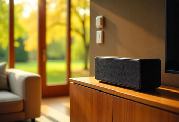 Wireless speakers arranged neatly in various rooms