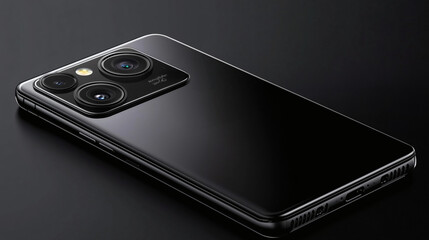 Teléfono inteligente negro con diseño elegante y cámara avanzada